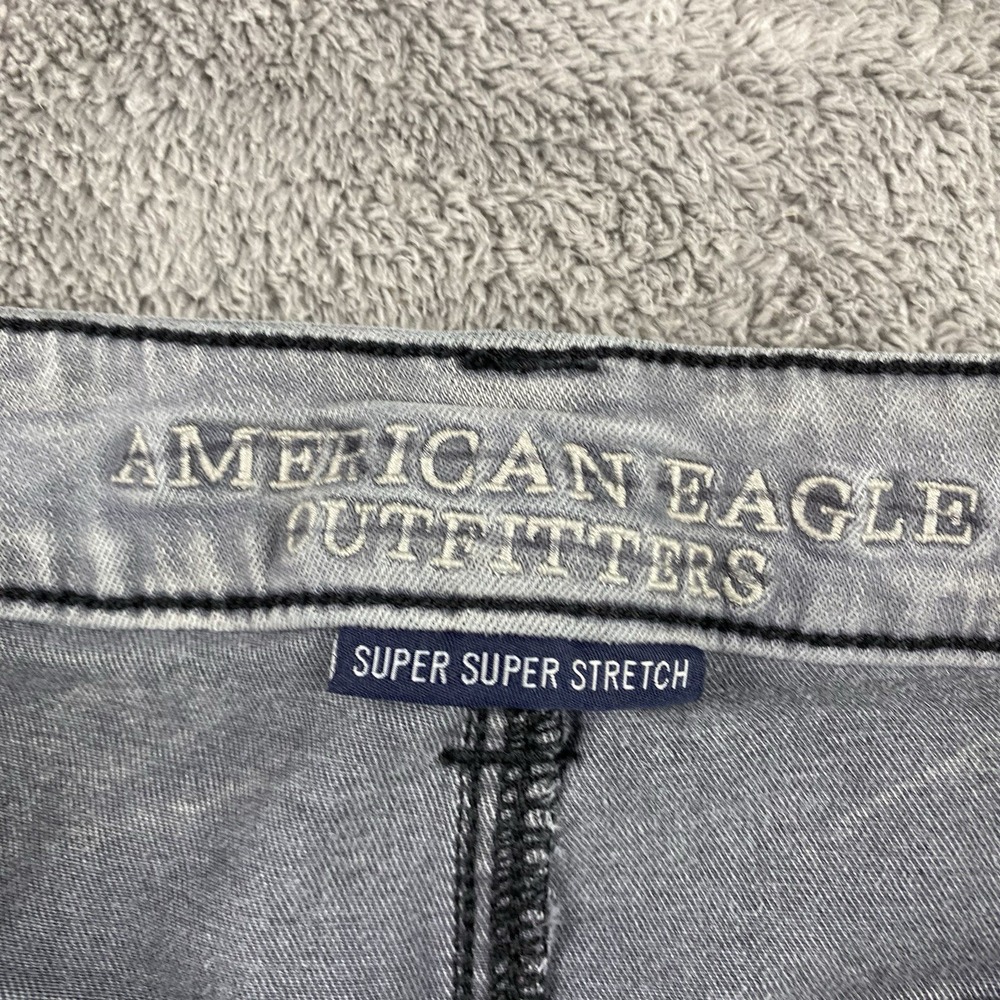 American Eagle Super Stretch Hi-Rise Jegging Pants Womens 12 R‎ Gray Distressed - Picture 7 of 15